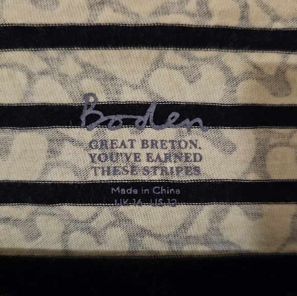 Boden • Top • 3/4 Sleeve •  Womens Size 12 • 100% Cotton • Blue Stripes with - Picture 6 of 6